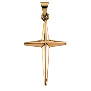 14K Gold Cross Pendant – 31x17.5mm - Yellow Gold
