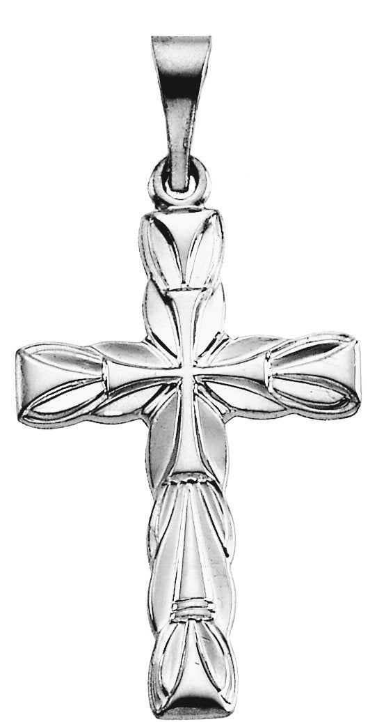 14K Gold Cross Pendant – 19x13mm - White Gold