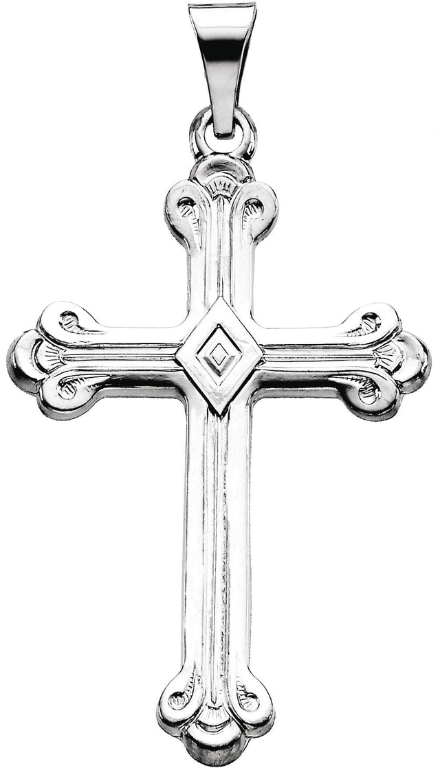 14K Gold Cross Pendant V - White Gold