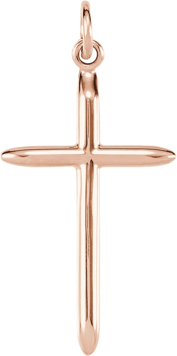 14K Gold Cross Necklace or Pendant – 25.75x14mm - Rose Gold