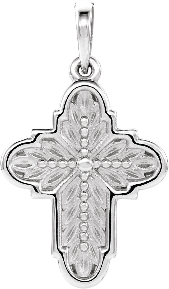 Platinum Leaf Cross Pendant
