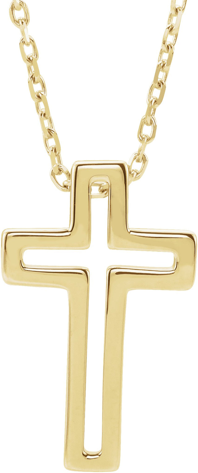 14K Gold Open Cross Necklace - Yellow Gold