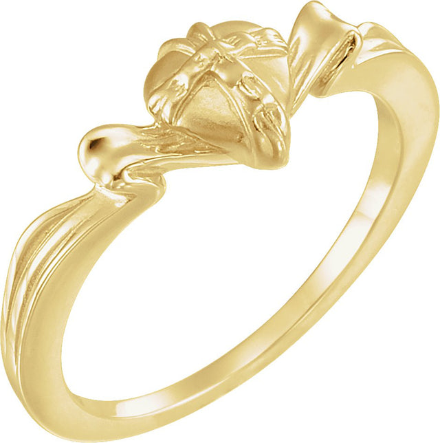 10K Gold The Gift Wrapped Heart Chastity Ring - Yellow Gold