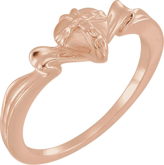 14K Gold The Gift Wrapped Heart Chastity Ring - Rose Gold