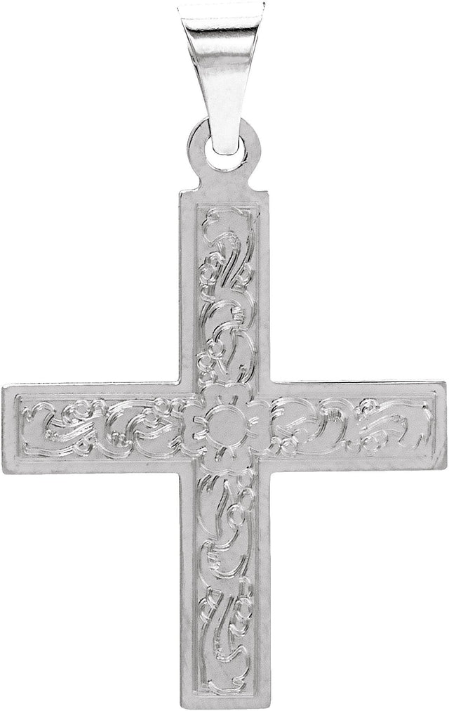 14K Gold Greek Cross Pendant – 15.5x14mm - White Gold