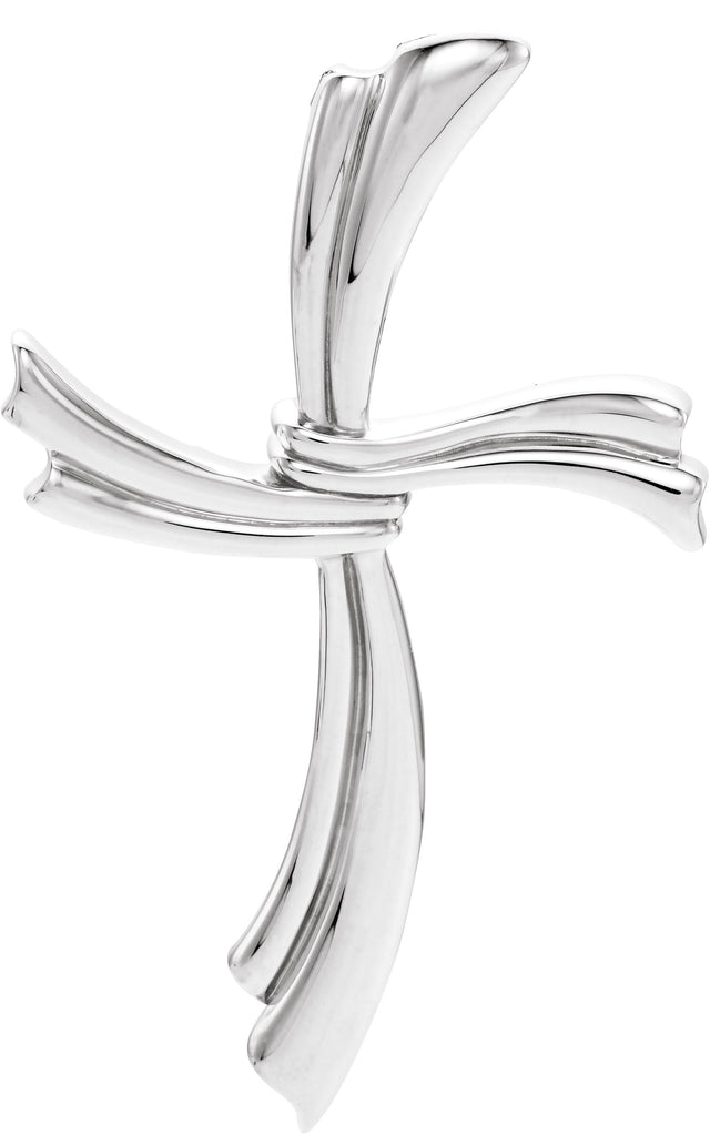 14K Gold Modern Cross Pendant - White Gold