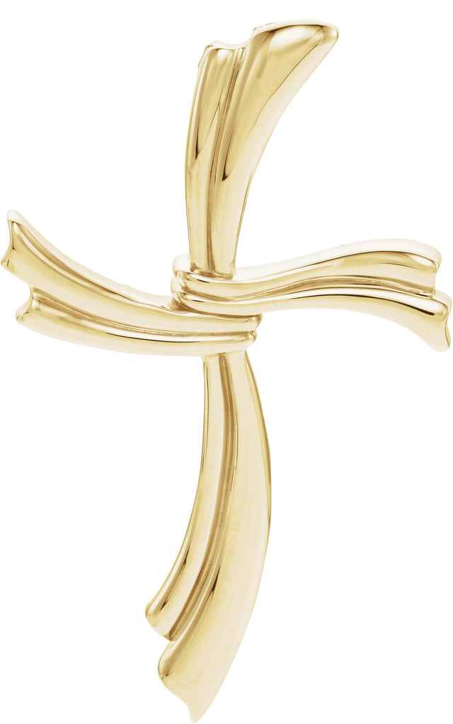 14K Gold Modern Cross Pendant - Yellow Gold