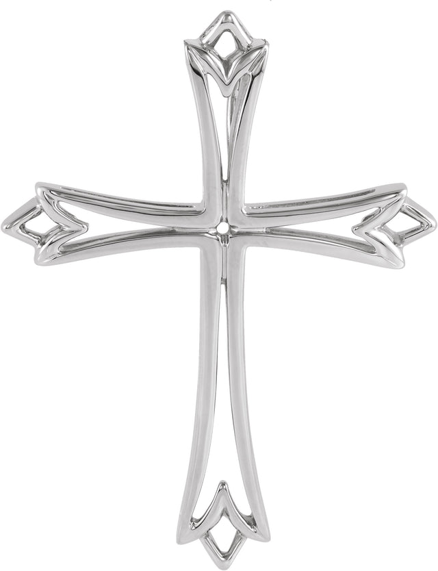 14K Gold Cross Pendant – 42x32mm - White Gold
