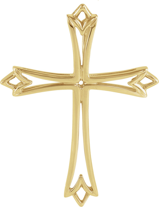 18K Gold Cross Pendant – 42x32mm
