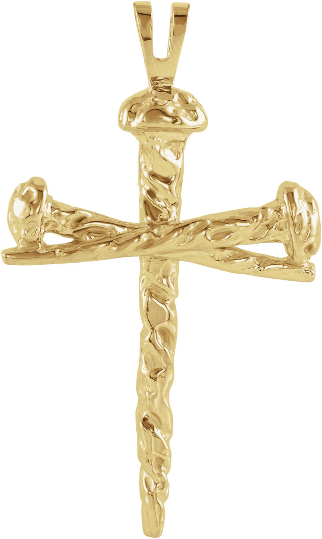 18K Gold Nail Cross Pendant