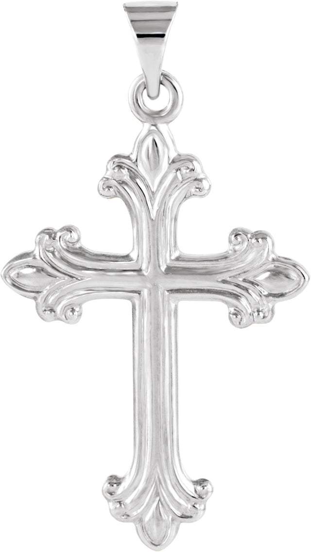 14K Gold Cross Pendant – 27.5x17.5mm - White Gold