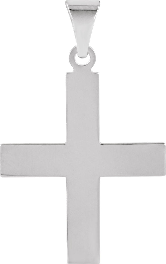 14K Gold Greek Cross Pendant - White Gold