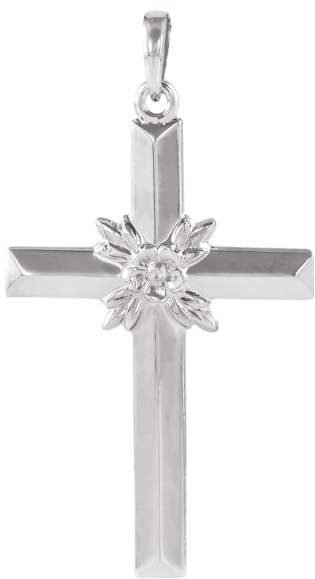 14K Gold Cross Pendant – 32.5x19.5mm - White Gold