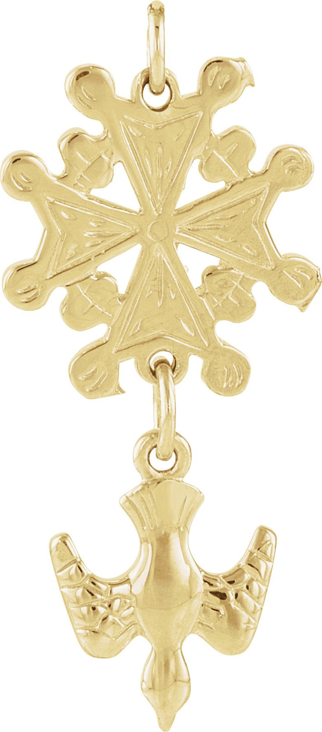 14K Gold Huguenot Cross Pendant - Yellow Gold