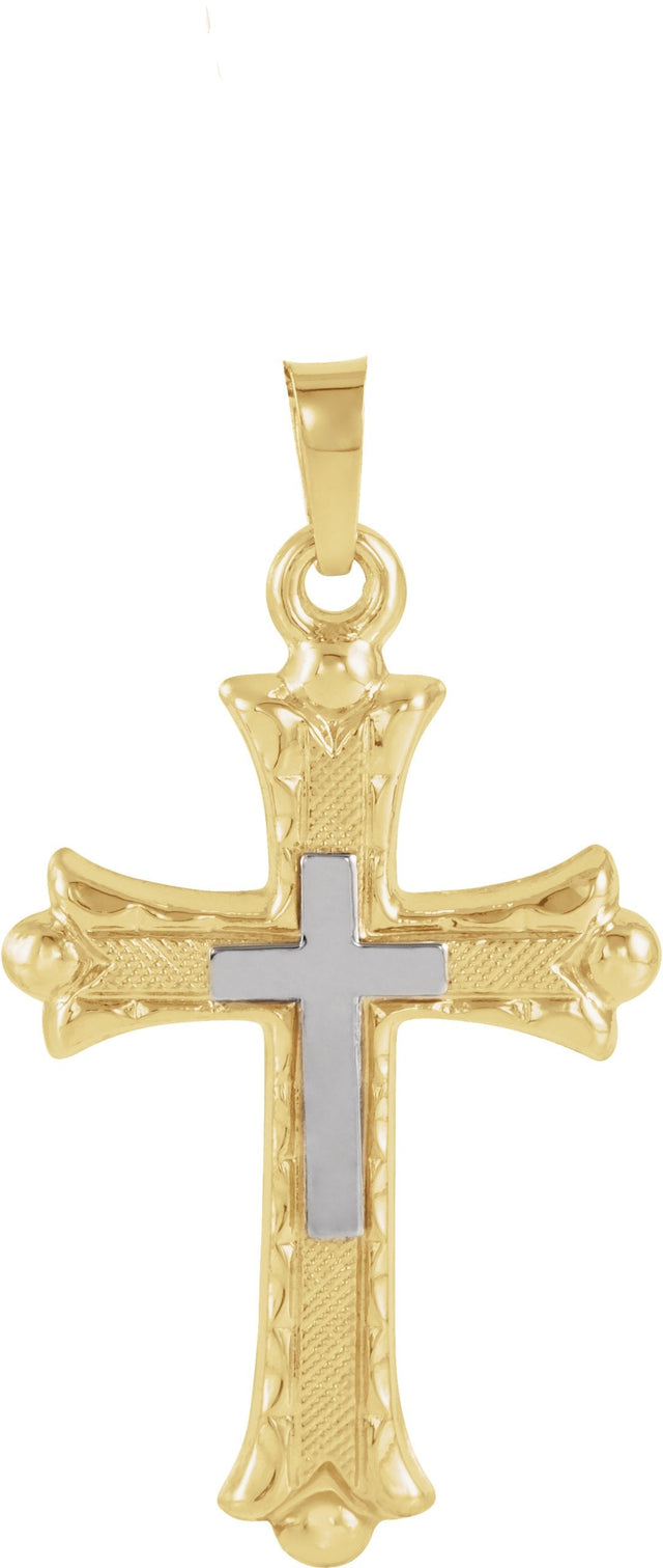 14K Gold Hollow Cross Pendant – 25.5x18mm