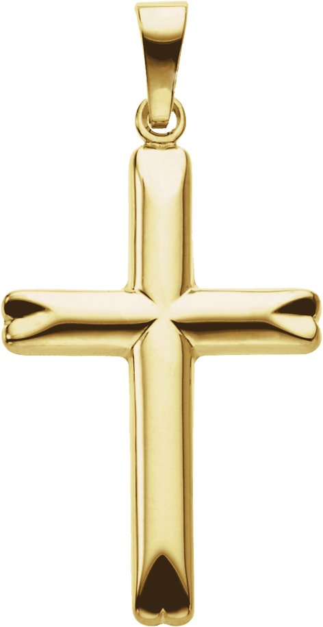 14K Gold Hollow Cross Pendant – 25x17mm
