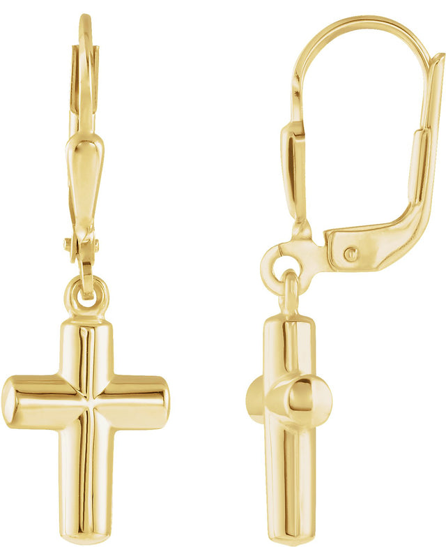 14K Gold Cross Earrings – 31x8.8mm