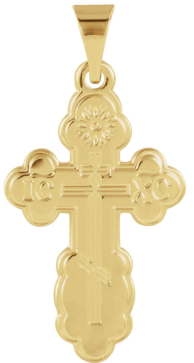 14K Gold St. Olga Orthodox Cross Pendant - Yellow Gold