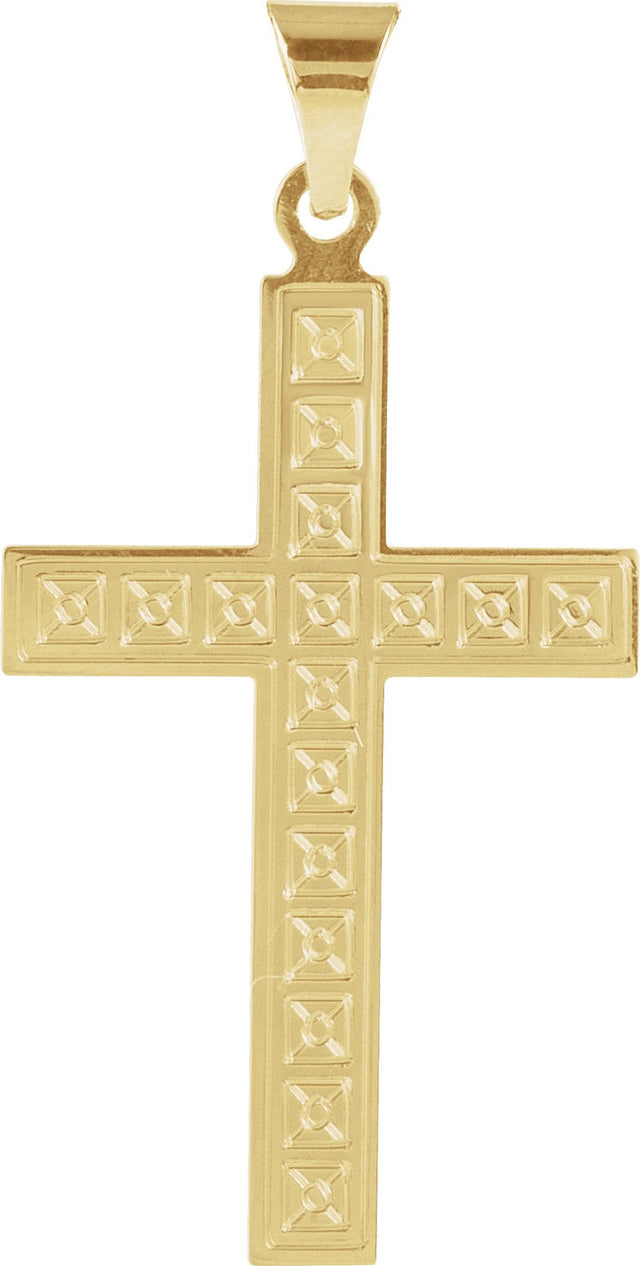 14K Gold Geometric Cross Pendant - Yellow Gold