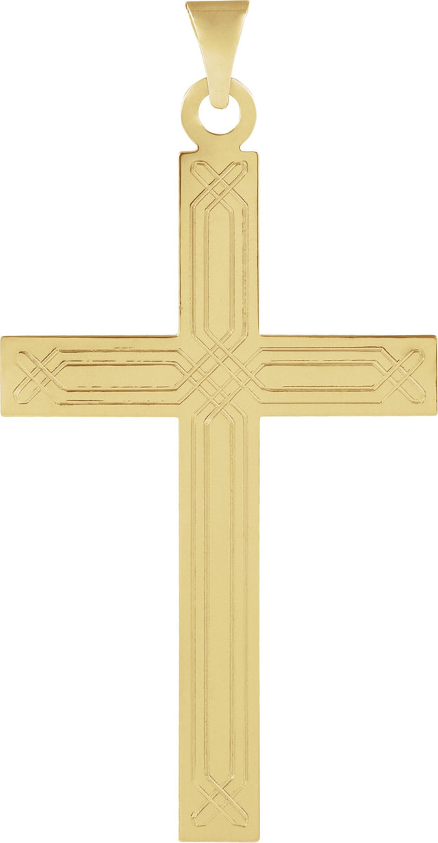 14K Gold Geometric Cross Pendant – 25.9x12mm - Yellow Gold