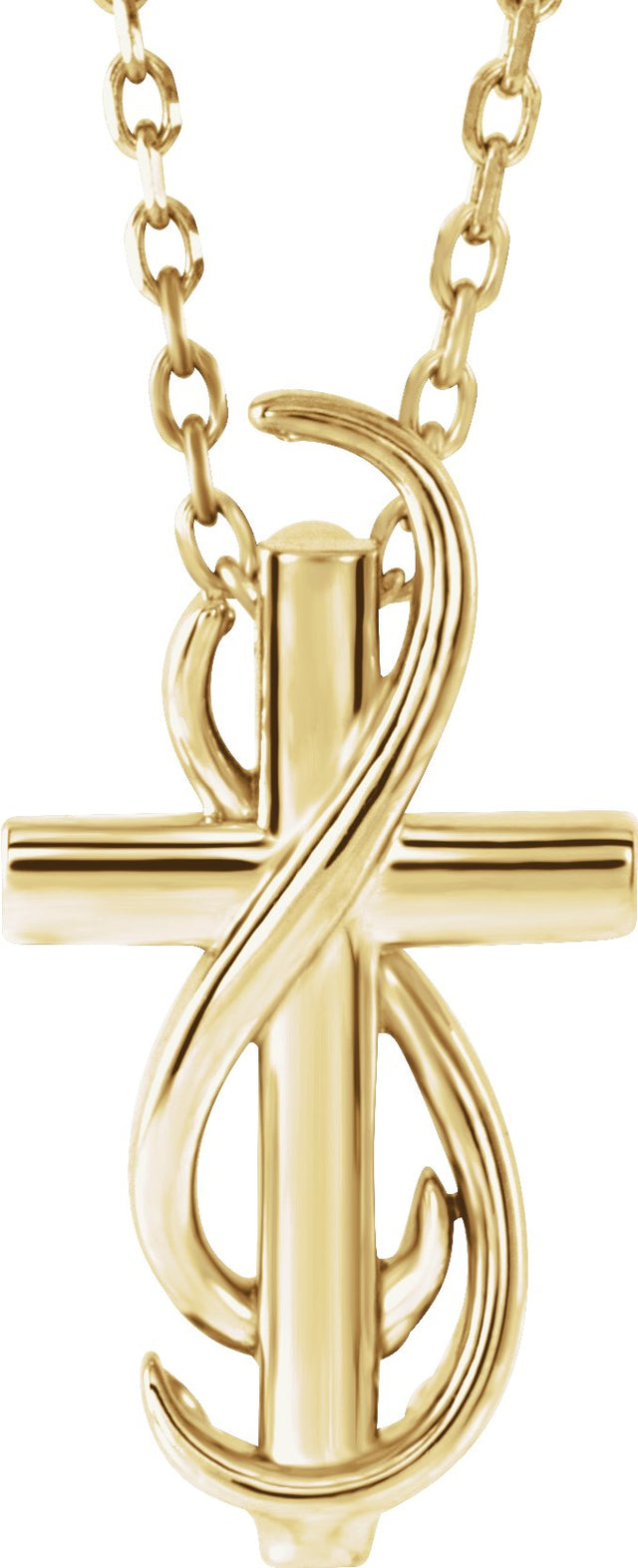 14K Gold Cross Necklace or Pendant – 14.9x8mm - Yellow Gold