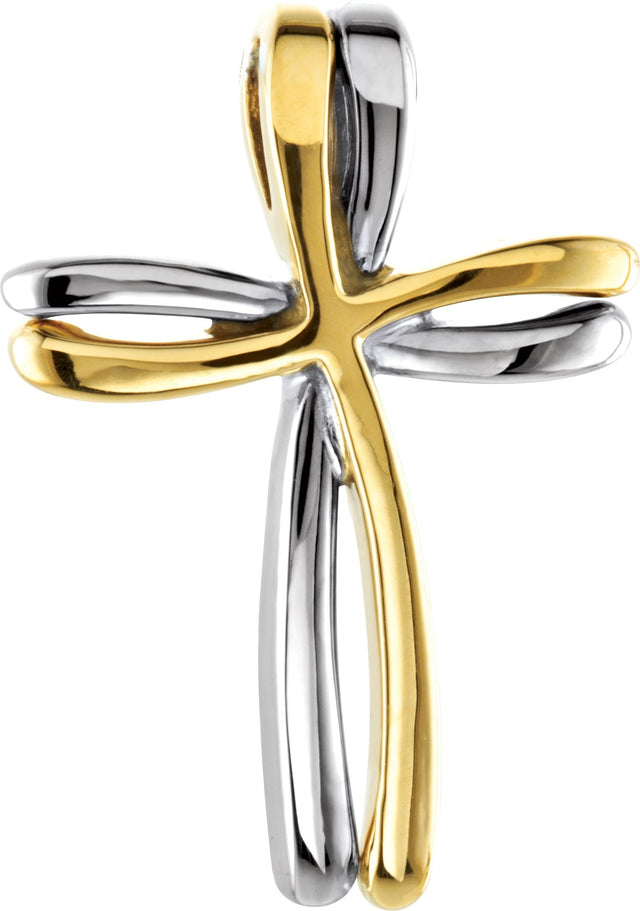 14K Gold Cross Pendant – 27x19mm - Two-Tone