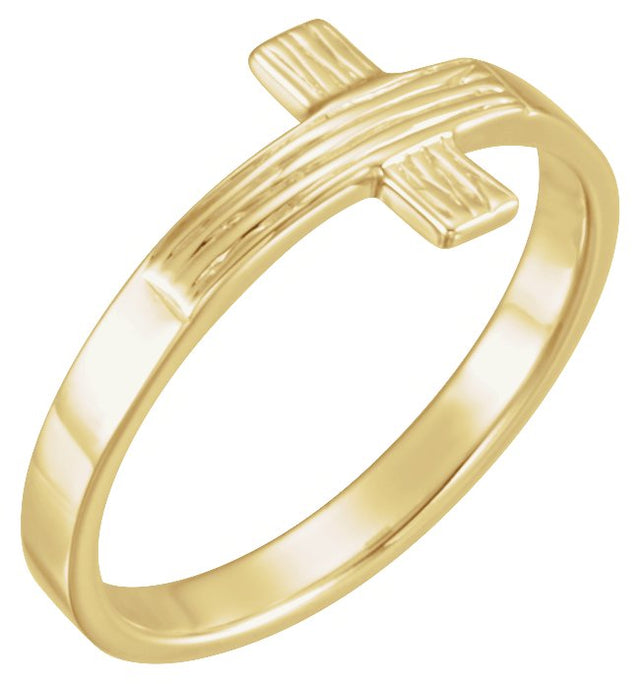 14K Gold The Rugged Cross Chastity Ring III - Yellow Gold
