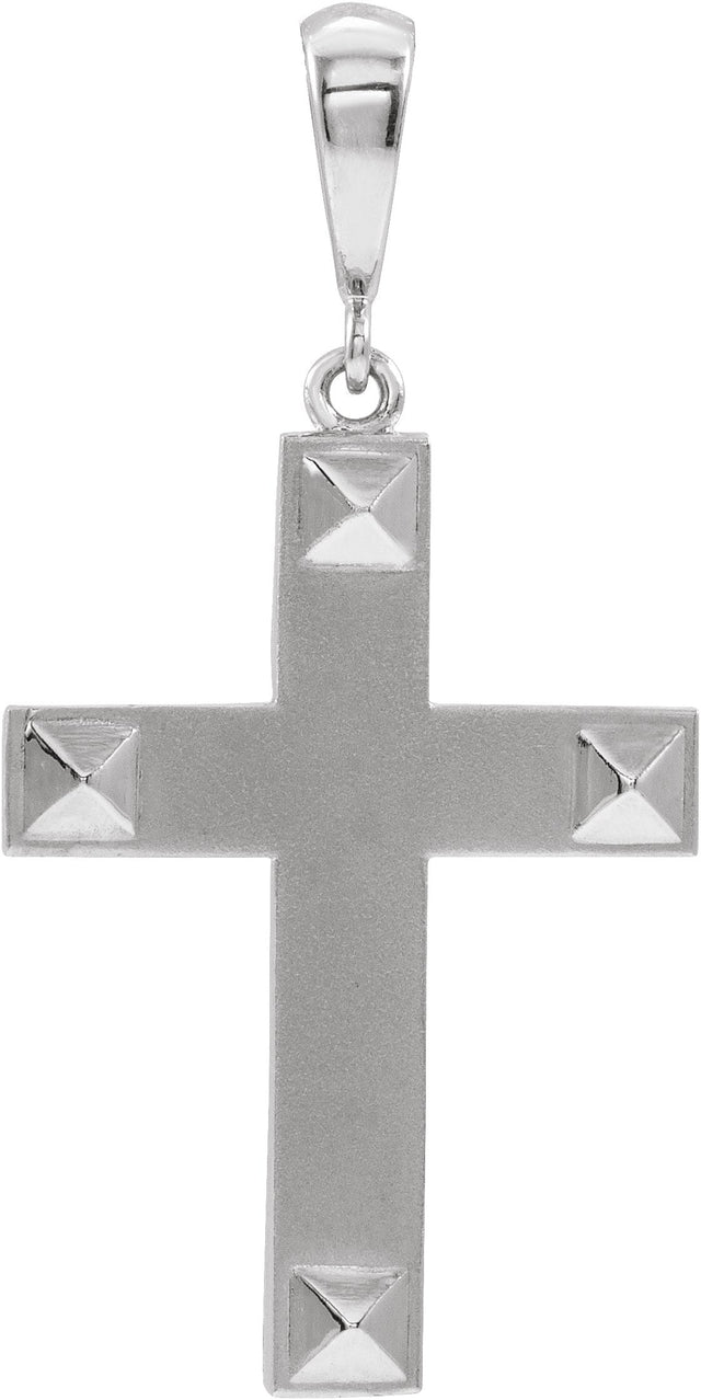 14K Gold Geometric Cross Necklace or Pendant - White Gold