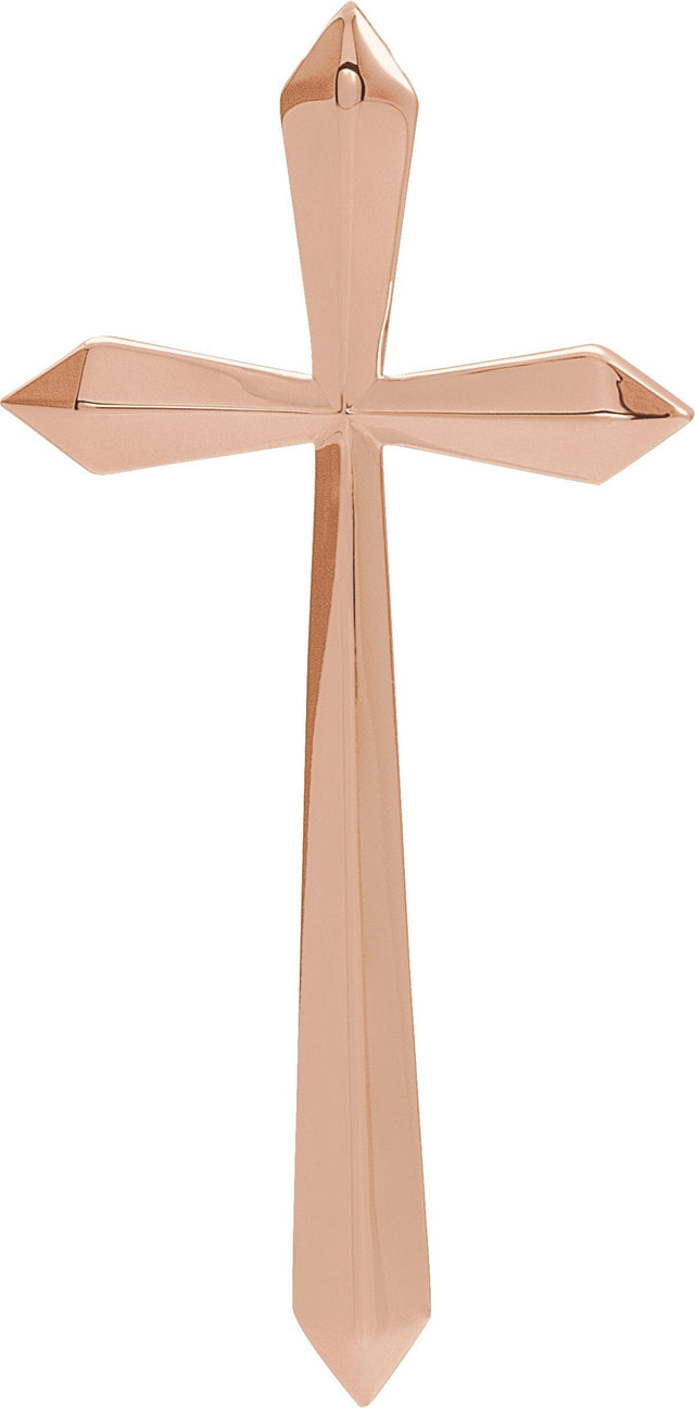14K Gold Elongated Cross Necklace or Pendant - Rose Gold