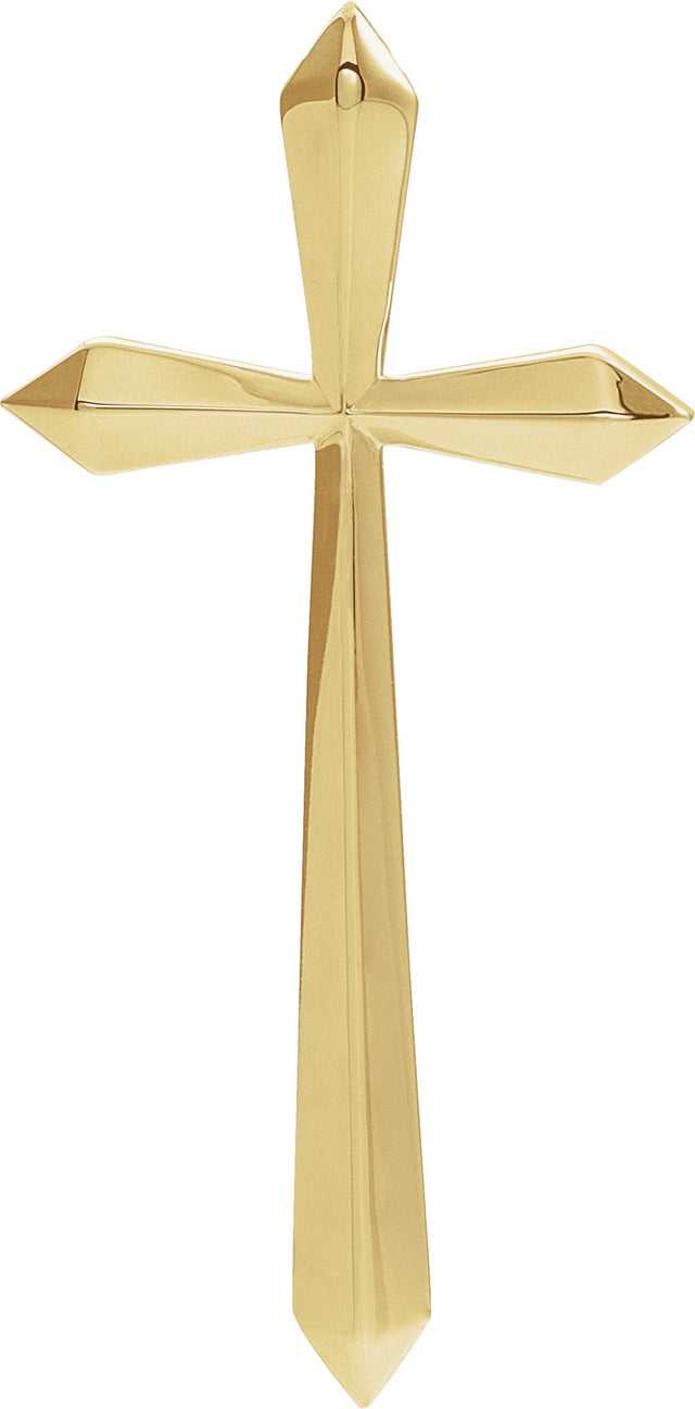 14K Gold Elongated Cross Necklace or Pendant - Yellow Gold