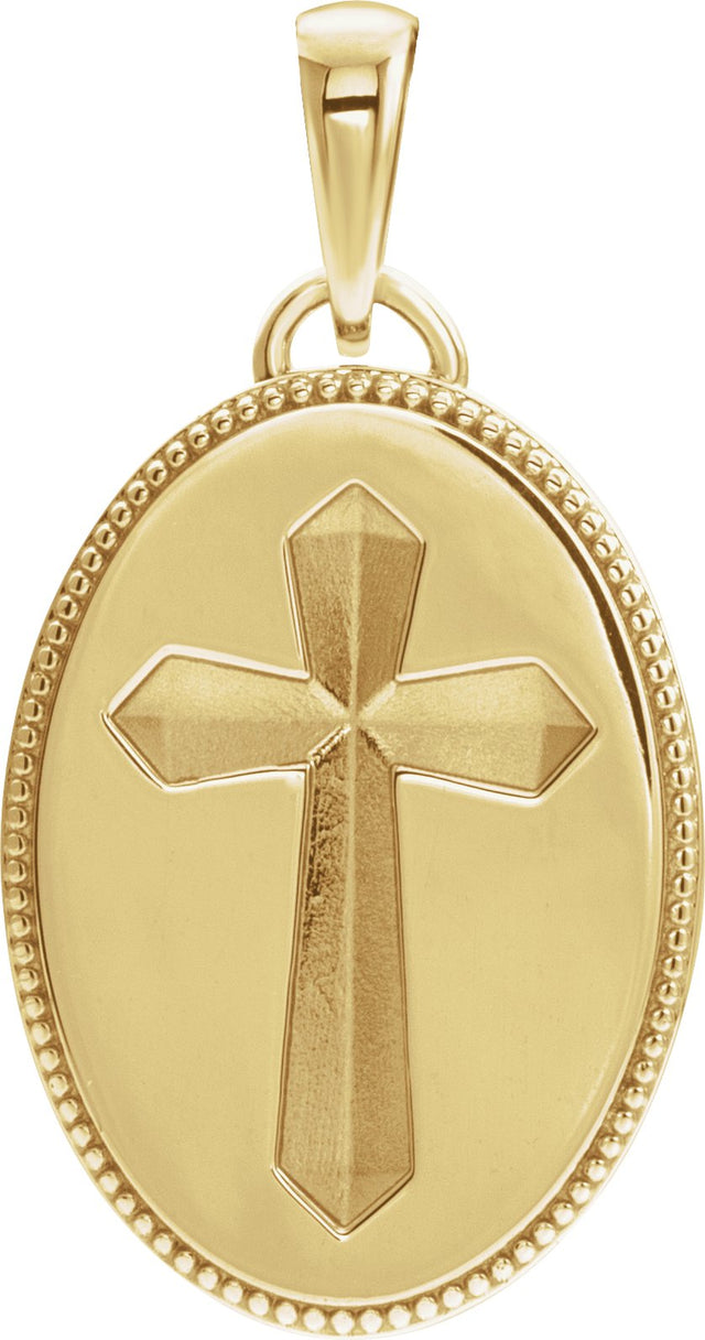 14K Gold Cross Medal Necklace or Pendant - Yellow Gold