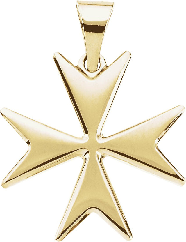 14K Gold Maltese Cross Pendant - Yellow Gold