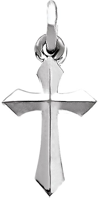 14K Gold Cross Necklace or Pendant – 10x6mm - White Gold