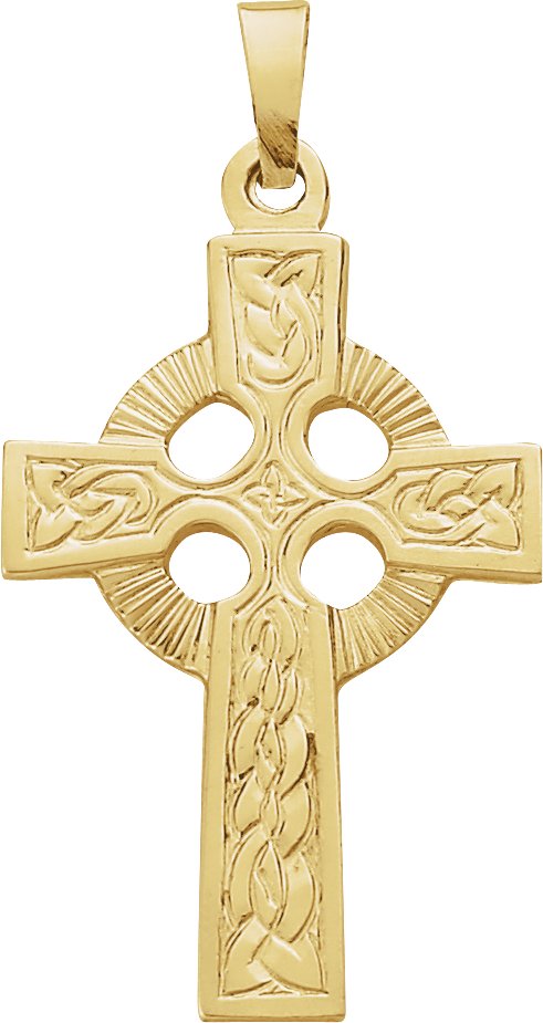 14K Gold Celtic-Inspired Cross Pendant - Yellow Gold