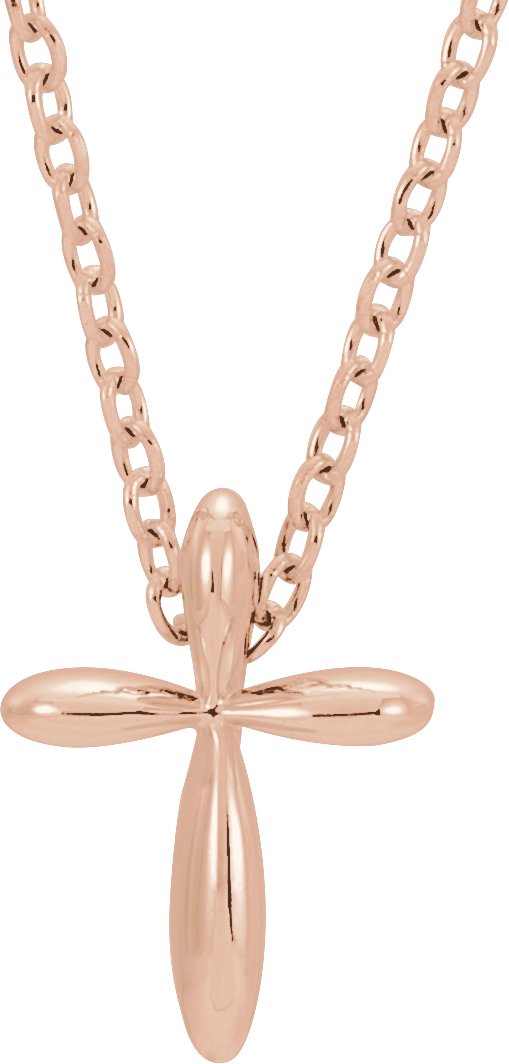 14K Gold Cross Necklace or Pendant – 10x7.72mm - Rose Gold