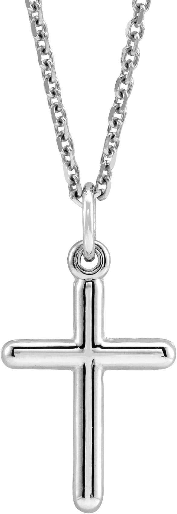 14K Gold Cross Necklace or Pendant – 20x10.4mm - White Gold