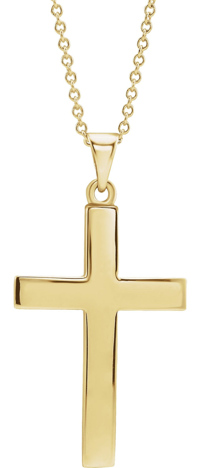 14K Gold Cross Necklace or Pendant – 15.23x7.38mm - Yellow Gold