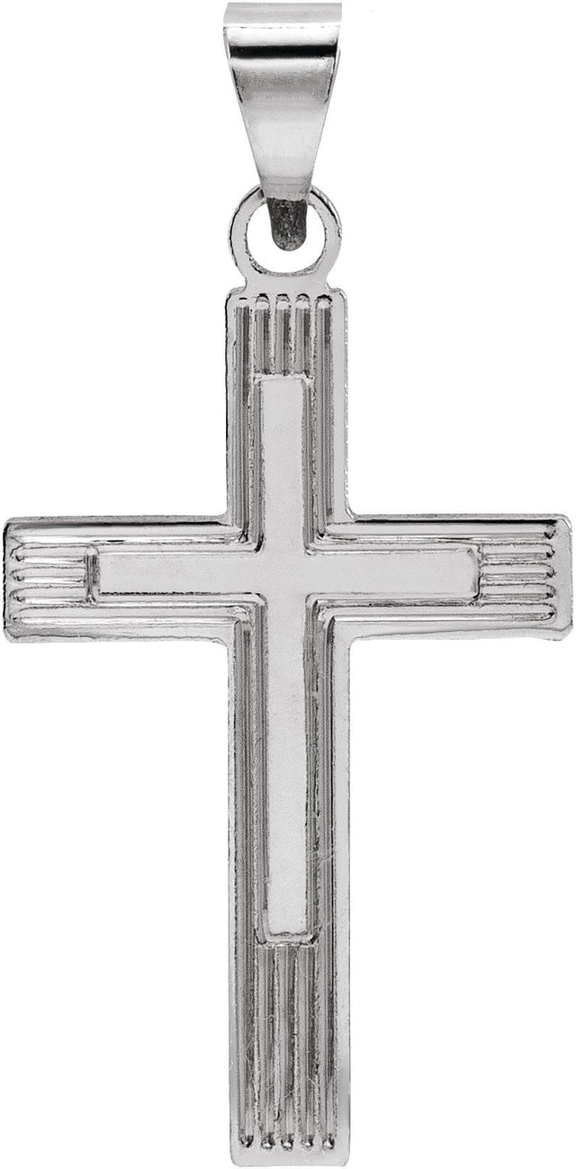14K Gold Cross Necklace or Pendant – 17x11mm - White Gold