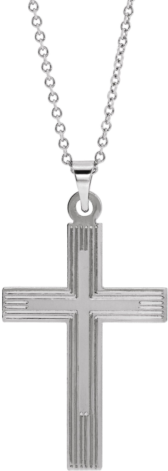 14K Gold Cross Necklace or Pendant – 17x11mm - White Gold