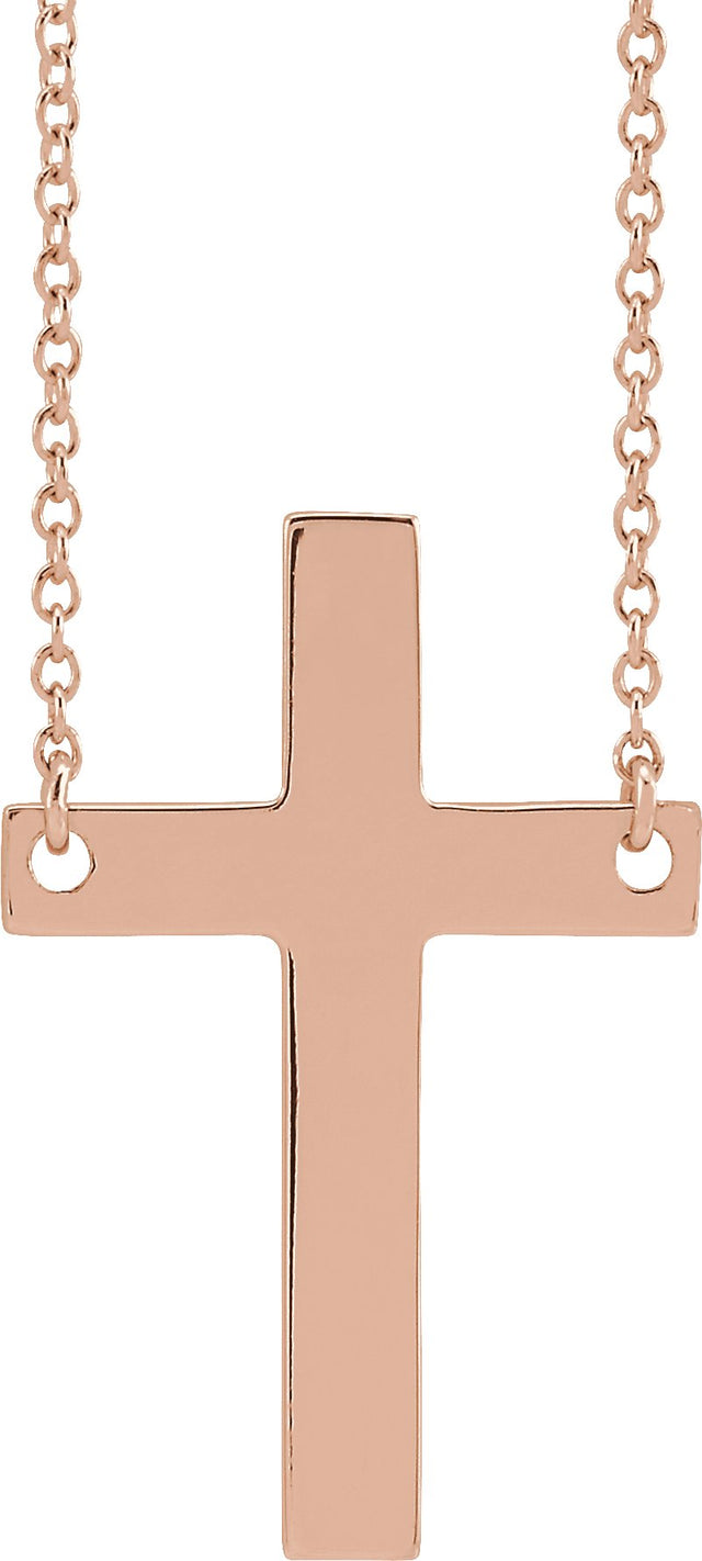 14K Gold Cross Necklace - Rose Gold