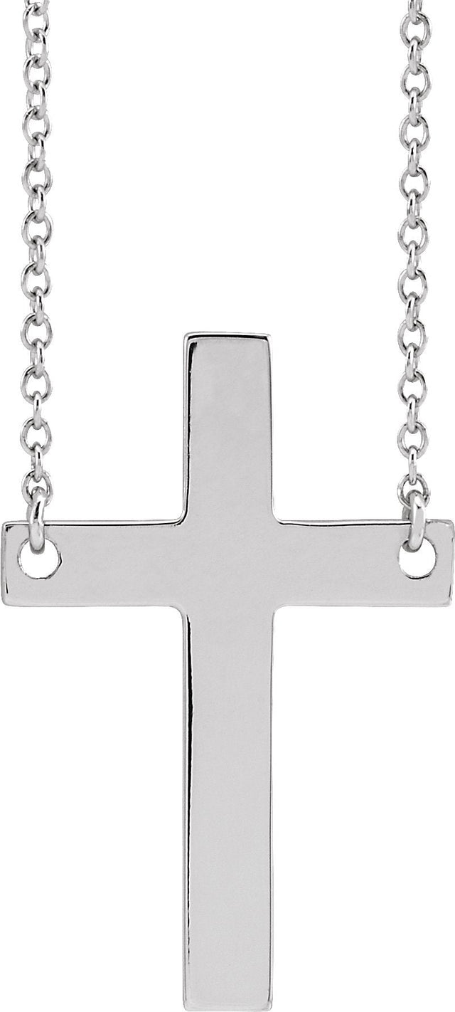 14K Gold Cross Necklace - White Gold