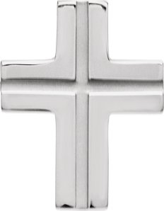 14K Gold Grooved Cross Pendant – 26.5x20.5mm - White Gold