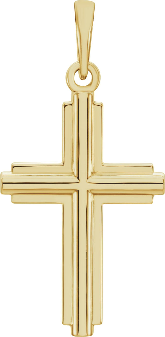14K Gold Cross Necklace or Pendant – 25.1x12.5mm - Rose Gold