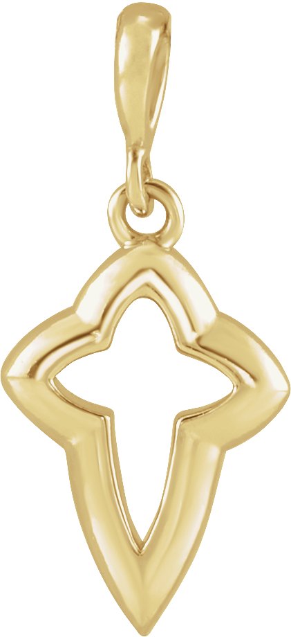 14K Gold Petite Open Cross Necklace or Pendant - Yellow Gold