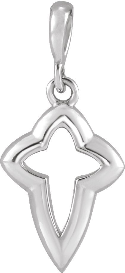 14K Gold Petite Open Cross Necklace or Pendant - White Gold