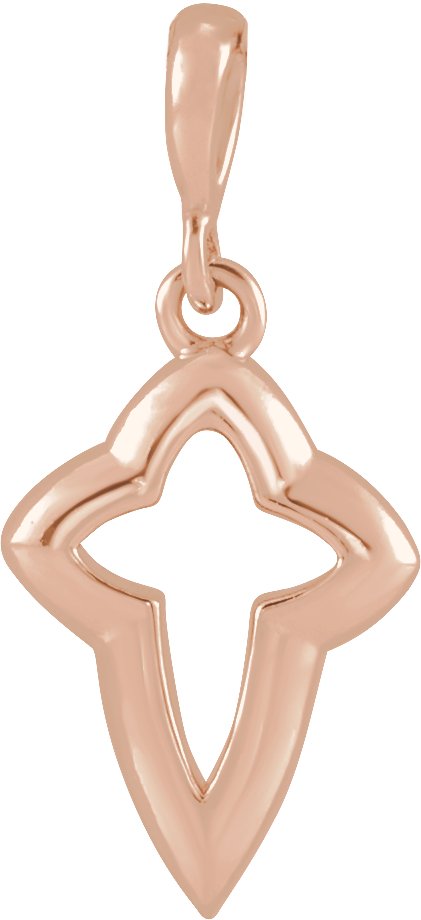 14K Gold Petite Open Cross Necklace or Pendant - Rose Gold