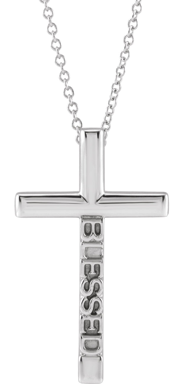 Platinum Blessed Cross Necklace or Pendant