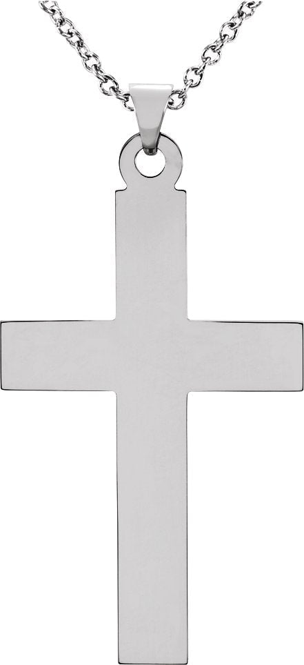 14K Gold Cross Necklace or Pendant – 18x12mm - White Gold