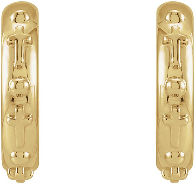 14K Gold Rosary Hoop Earrings - Yellow Gold - view 2