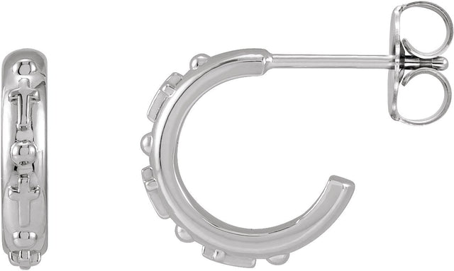 Platinum Rosary Hoop Earrings